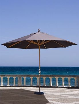 Show details for Galtech 11 Foot Round Teak Market Umbrella Stainless Crank and Tilt Picture of Galtech 11 Foot Round Teak Market Umbrella Stainless Crank and Tilt