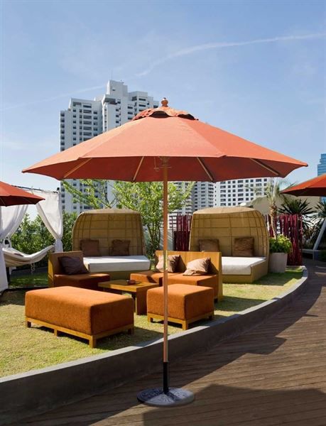 Picture of Galtech 121 / 212  7.5' Foot Round Wood Market Umbrella 121
